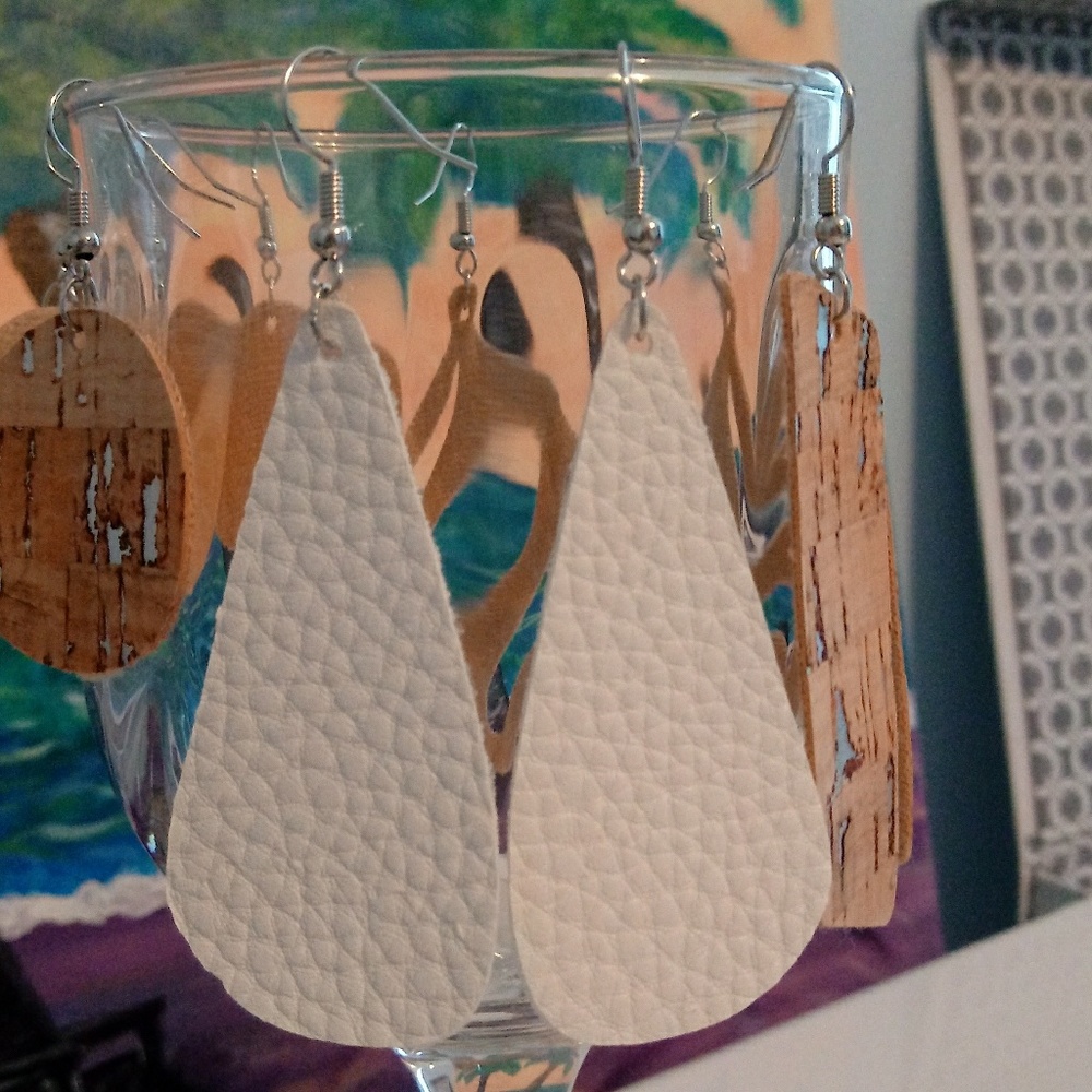 Faux leather teardrop earrings